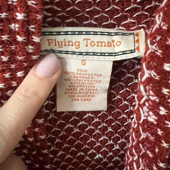 Flying Tomato Red Fringe Sweater - Picture 3 of 3